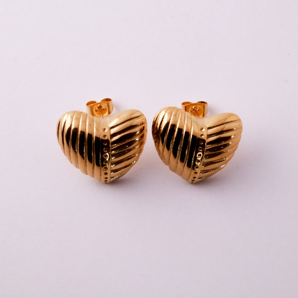 Heart Stud Earrings - Gold & Silver
