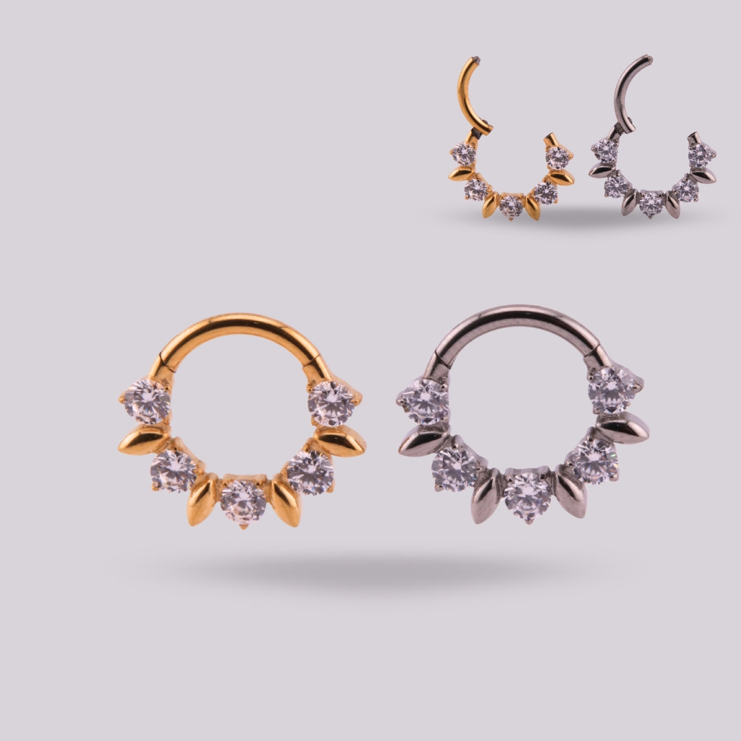 Aro Cefiro en Titanio Grado Implante con Zirconias – Clicker para Septum y Daith