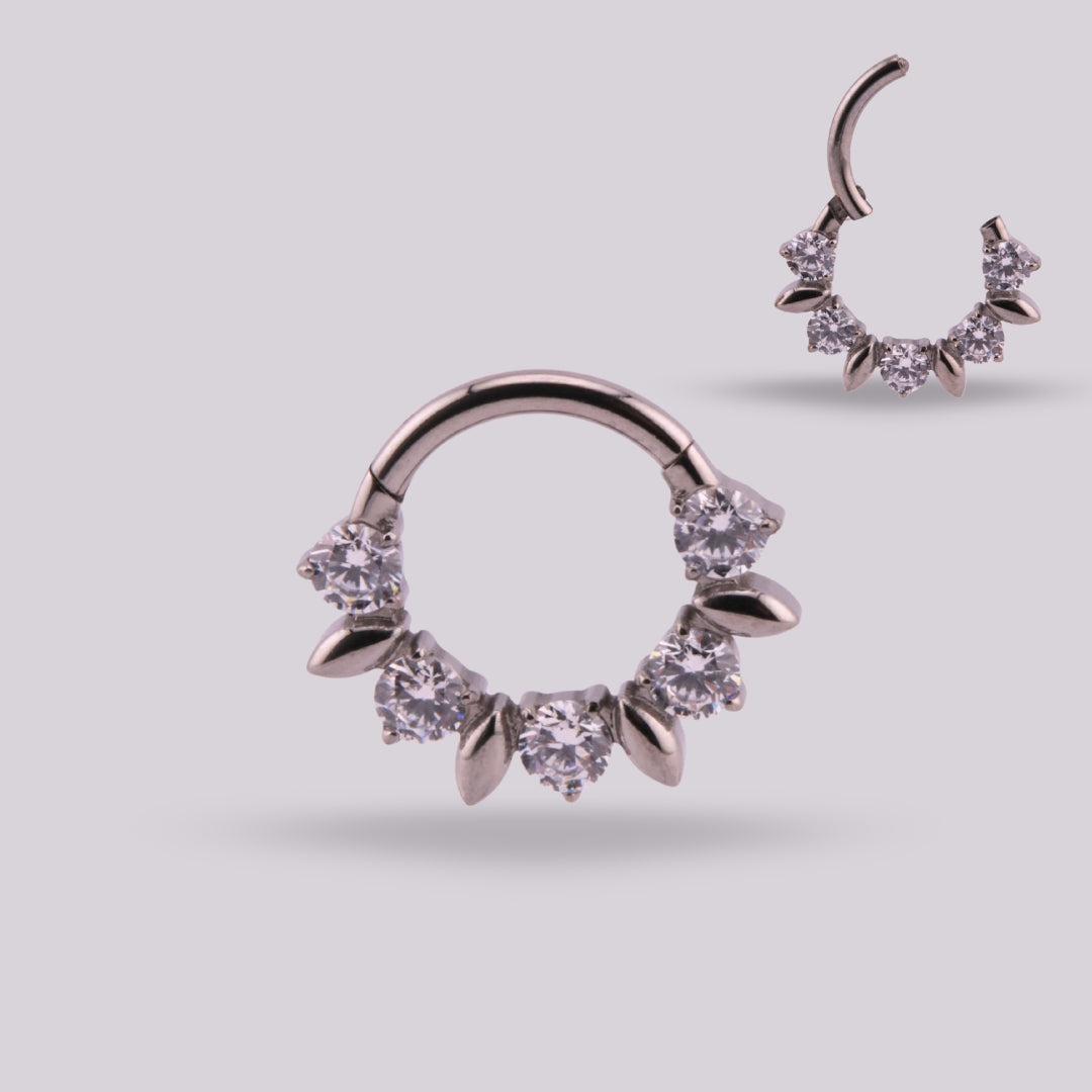 Aro Cefiro en Titanio Grado Implante con Zirconias – Clicker para Septum y Daith
