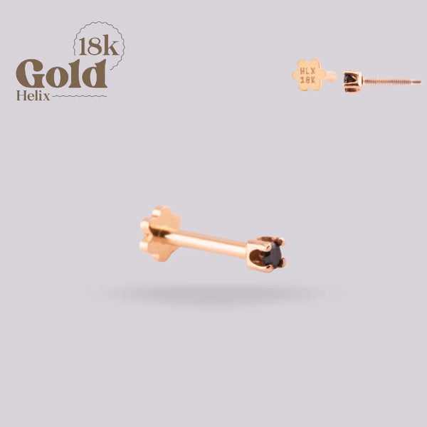 18K Gold Piercing with Black Diamond | Pin & Twist System