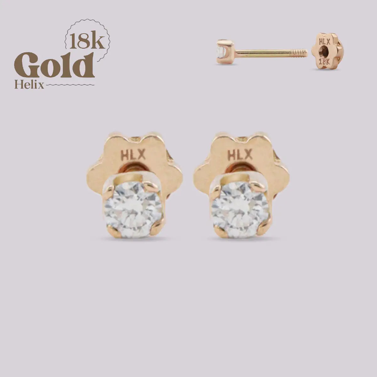 Aretes en Oro 18K con Diamante Natural – Diseño H Helix