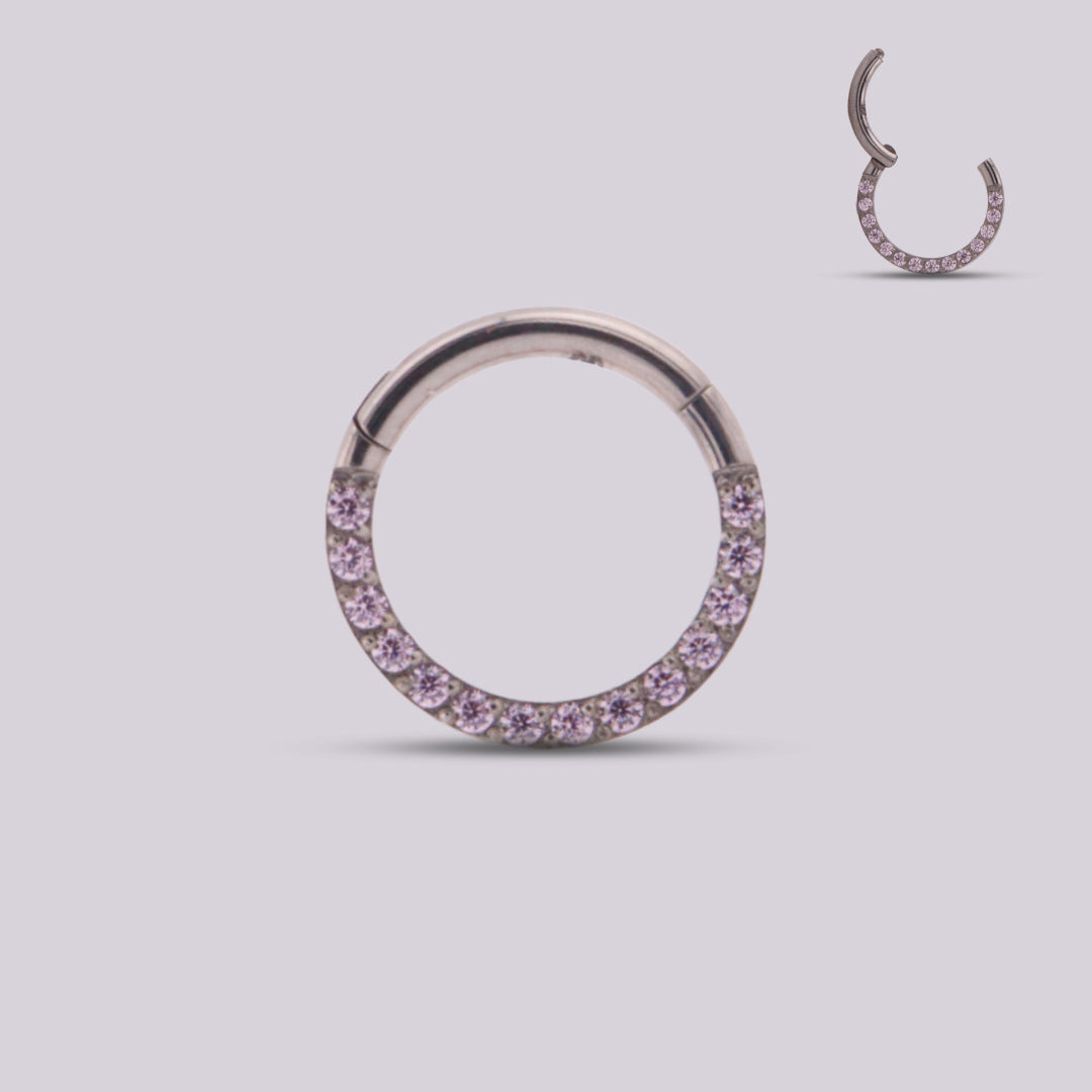Aro Clicker Jass en Titanio con Zirconias de Colores