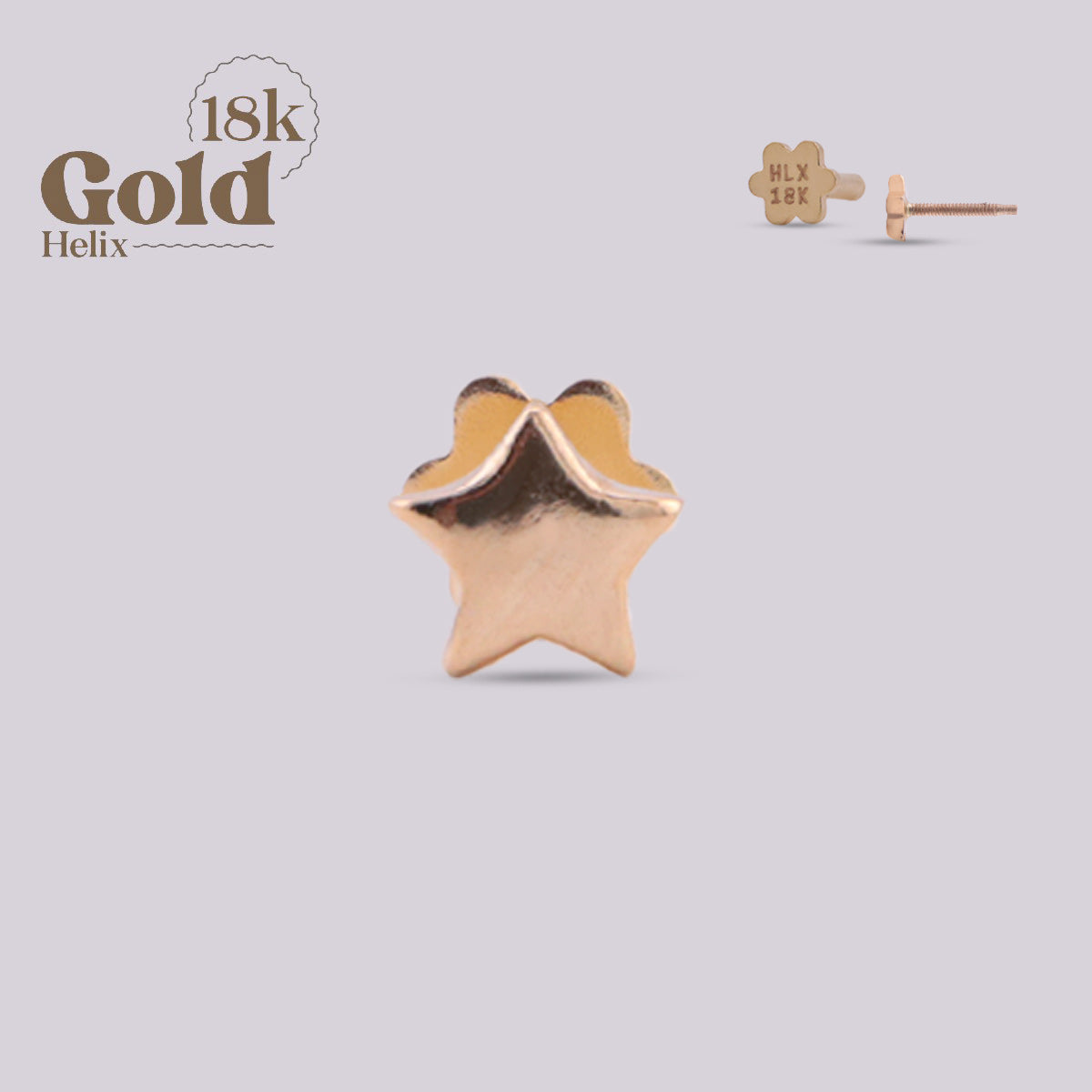 Labret Estrella Oro 18K Pin & Twist