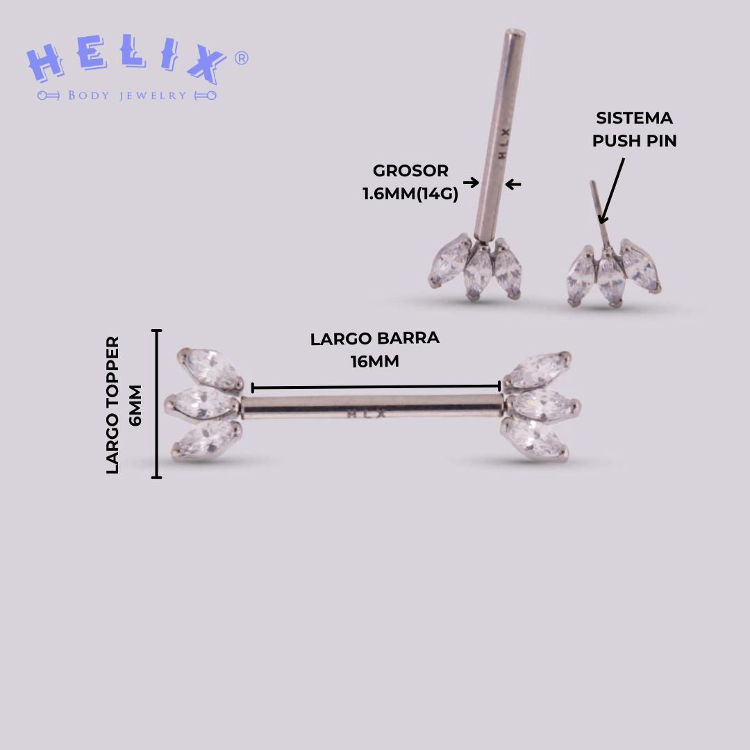 Piercing para Pezón Fiori en Titanio – Plateado