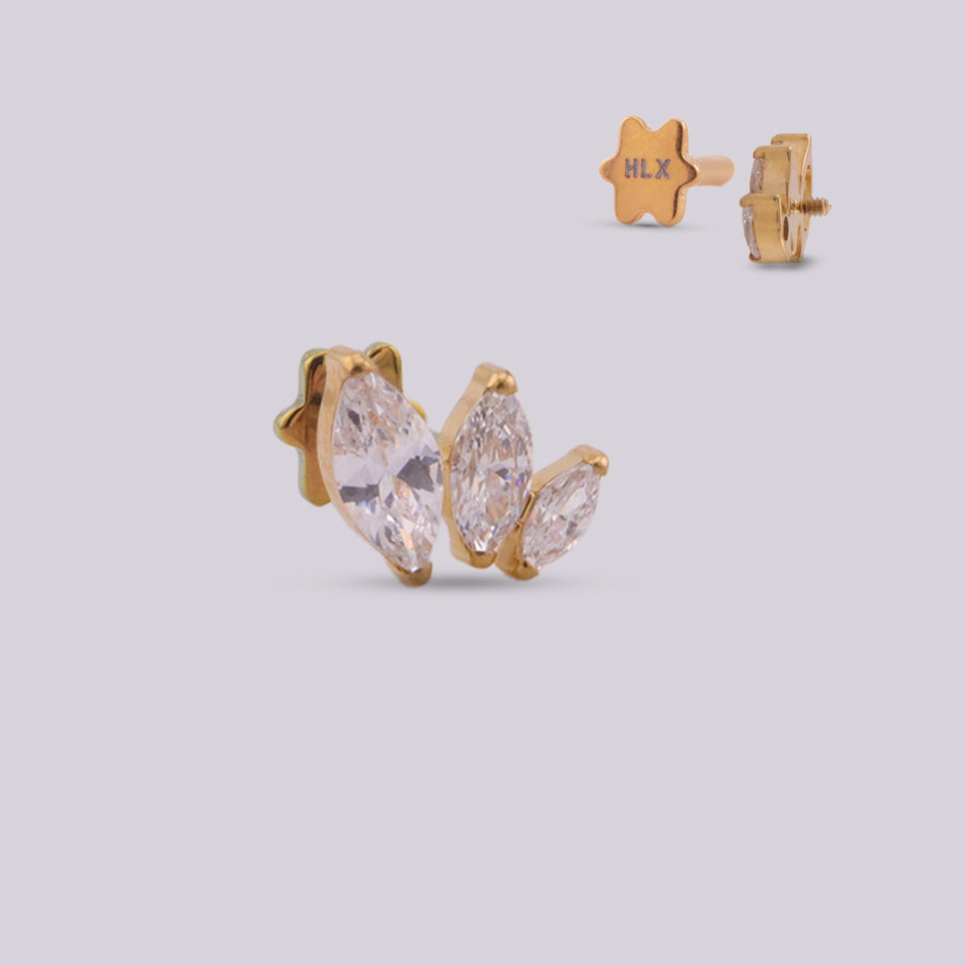 Piercing Crown Mery en Titanio Dorado