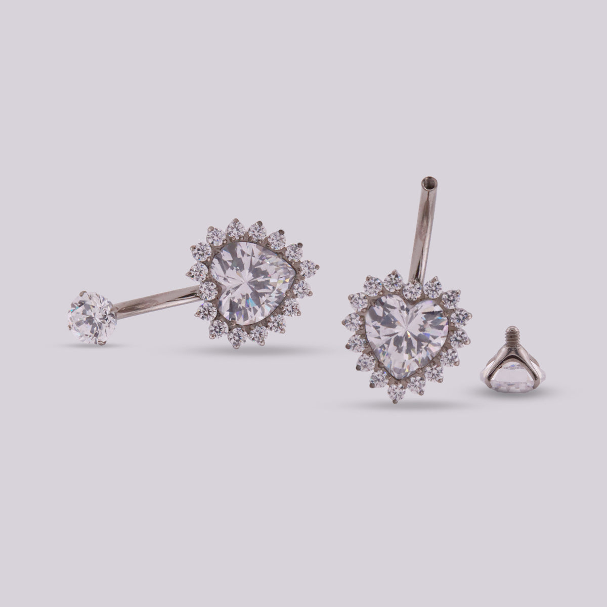 Piercing de Ombligo Heart Queen en Titanio con Zirconias