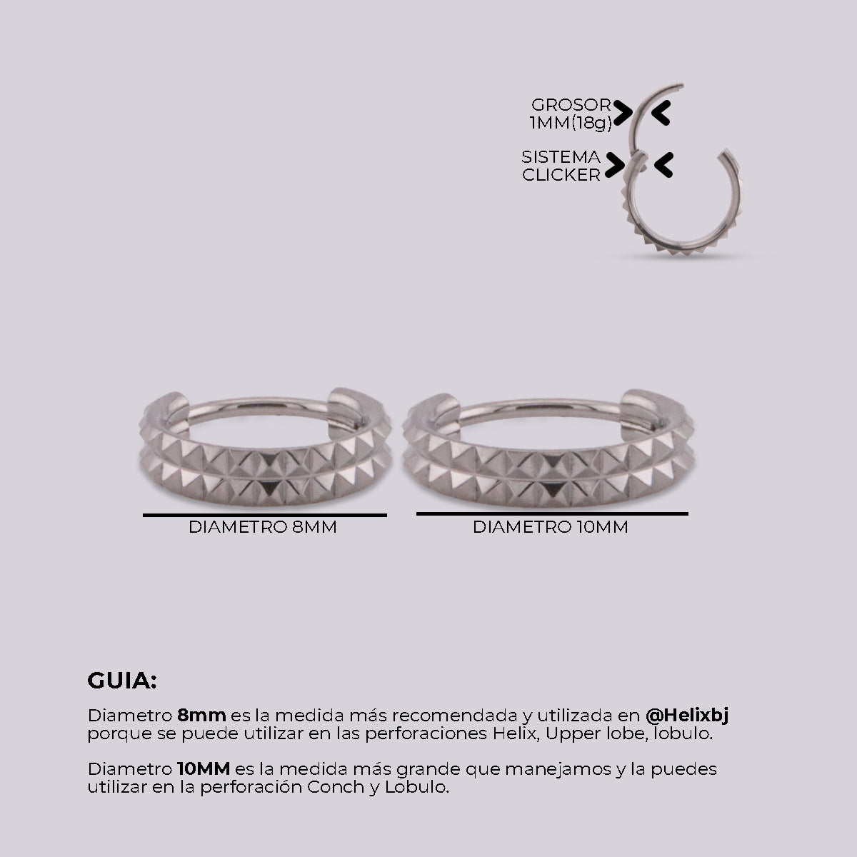 Labret Aro Clicker Mila en Titanio – Plateado