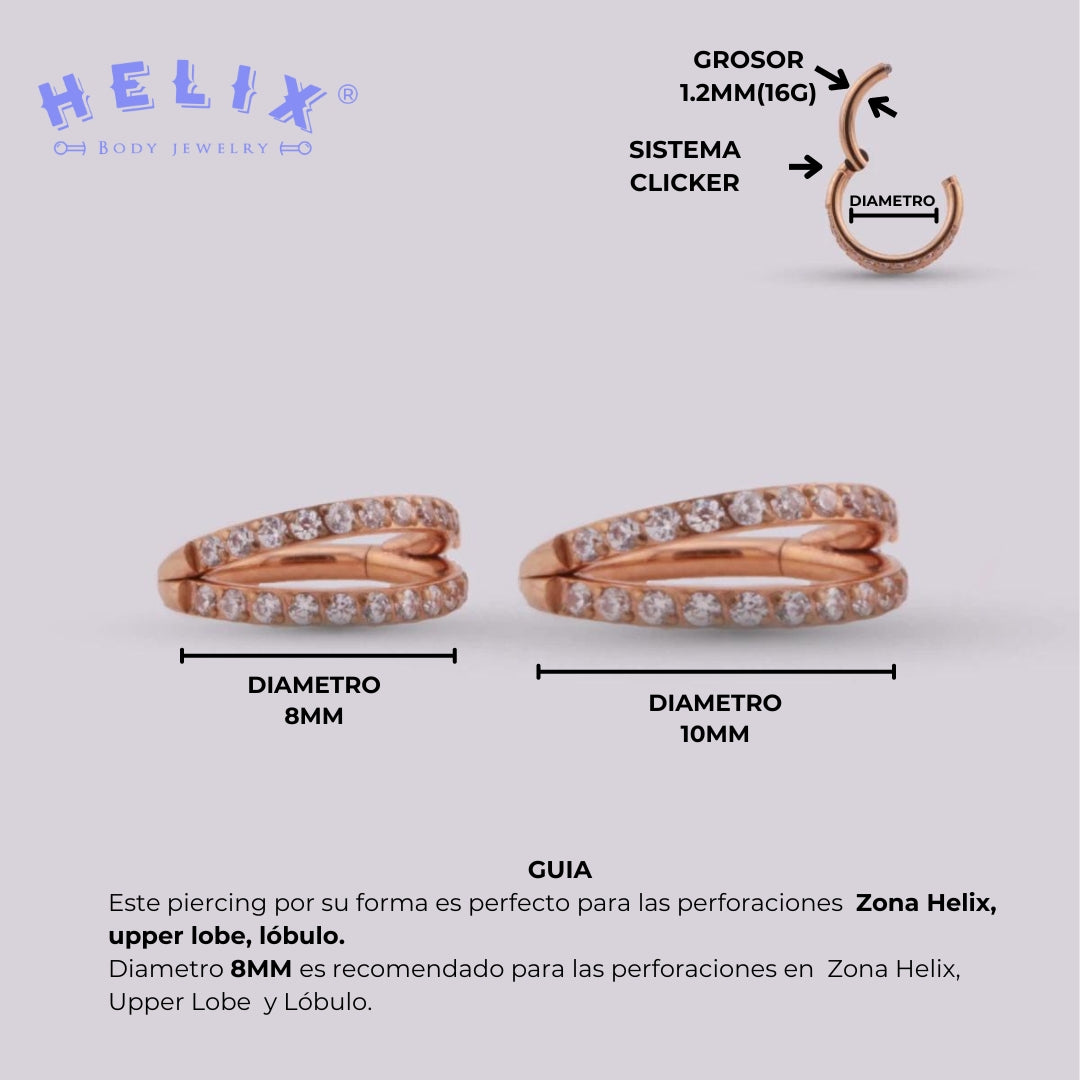 Aro Clicker Ágata en Titanio – Oro Rosa