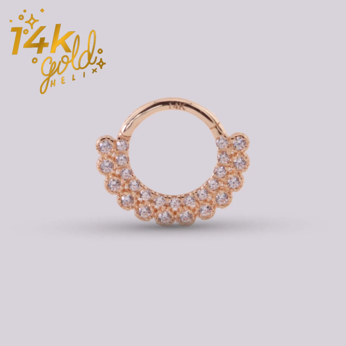 Luxury Eldora – Clicker en Oro 14K con Zirconia 5A