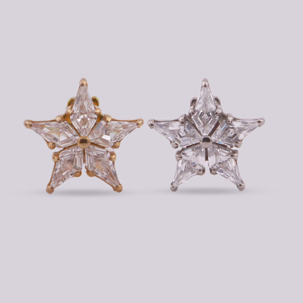 Elegant Titanium Star Labret with Sparkling Zirconia