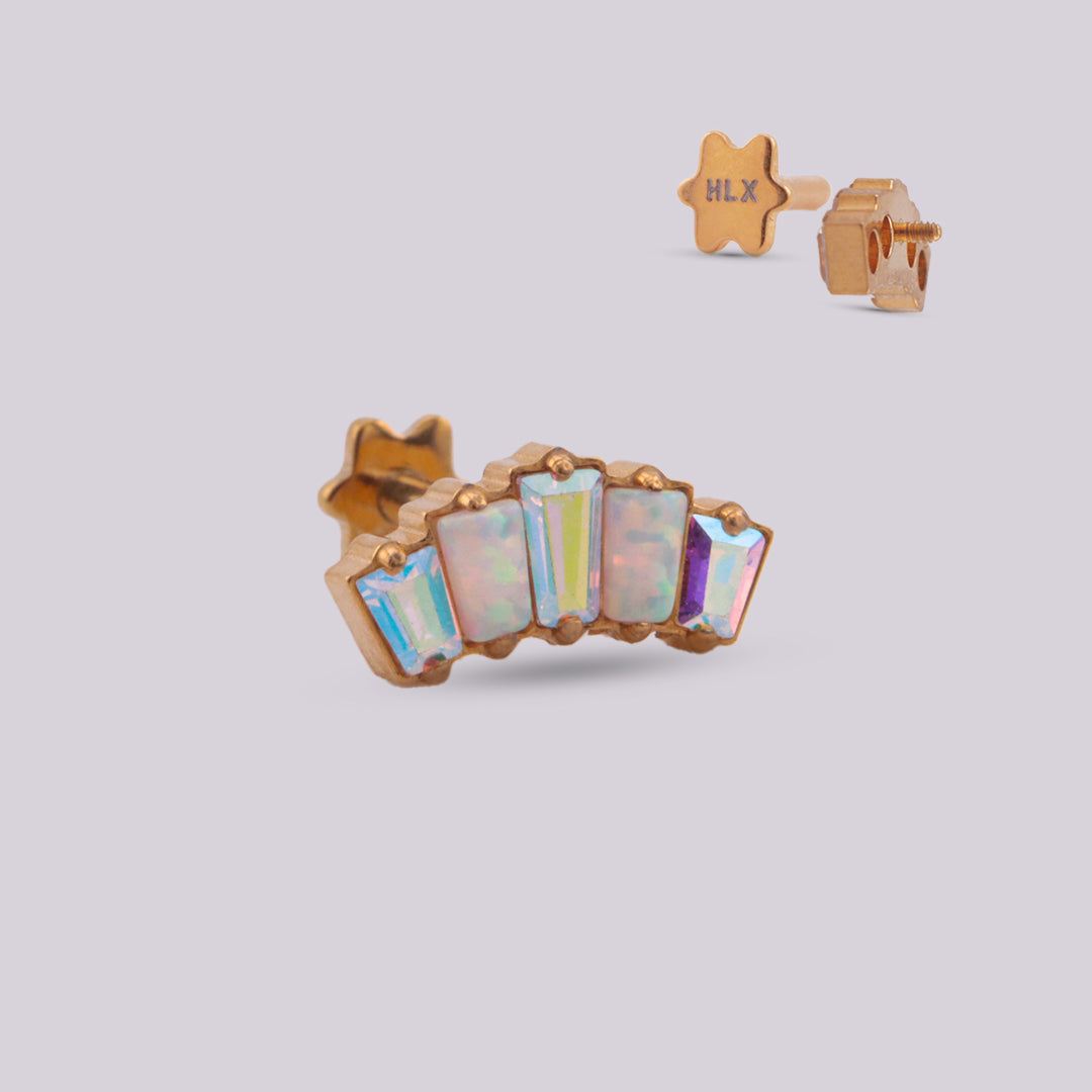 Labret Dinasty en Titanio con Ópalos y Zirconia