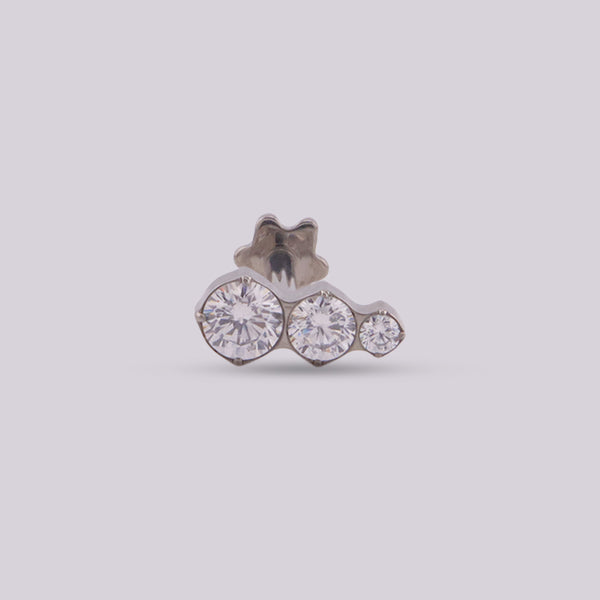 Titanium Piercing with Graduated Cubic Zirconia - Silver Mina