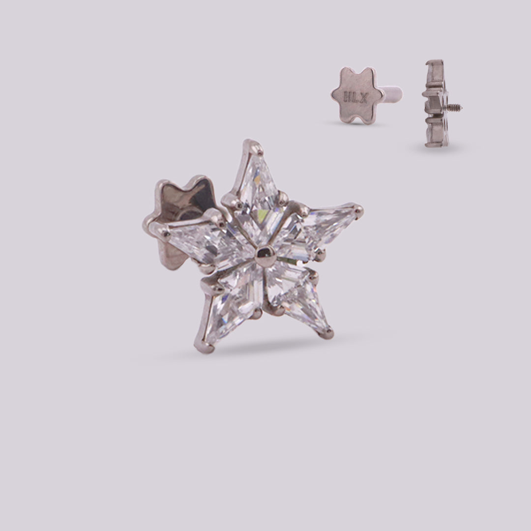 Labret Estrella en Titanio Grado Implante con Zirconia