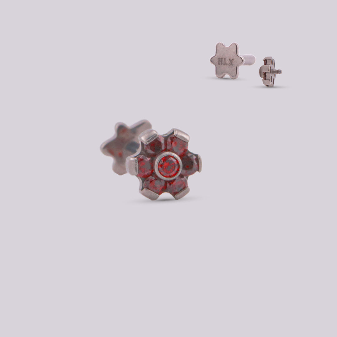 Labret Primavera en Titanio con Flores