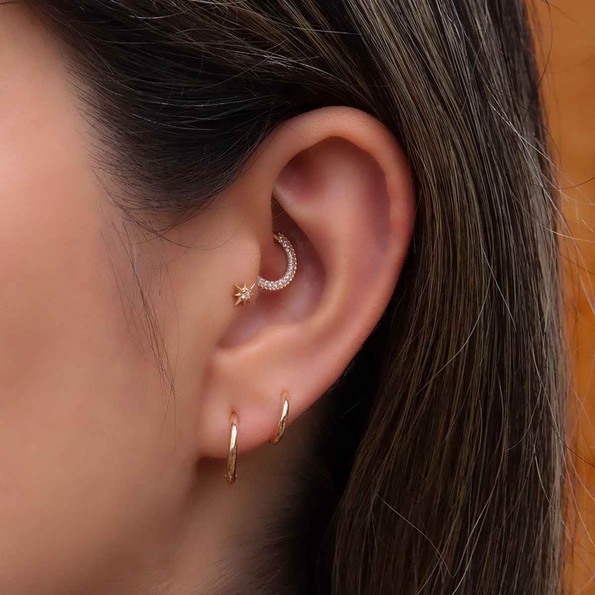 Labret Estrella Celestial en Oro 18K con Diamante Natural