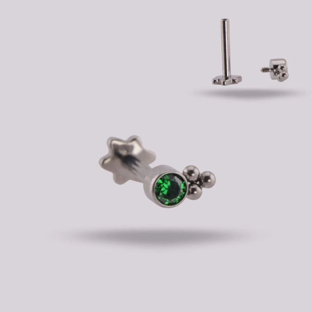 Labret Mini Verde en Titanio
