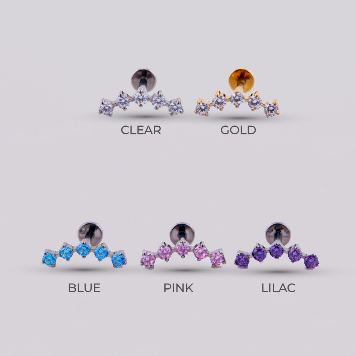 Labret Penta con Zirconias en Titanio