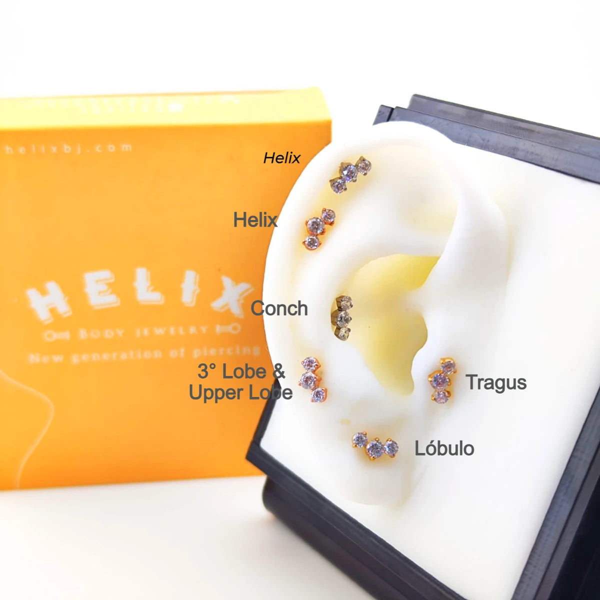 Labret Hydra con Tres Zirconias en Titanio – Dorado / Plateado / Oro rosa