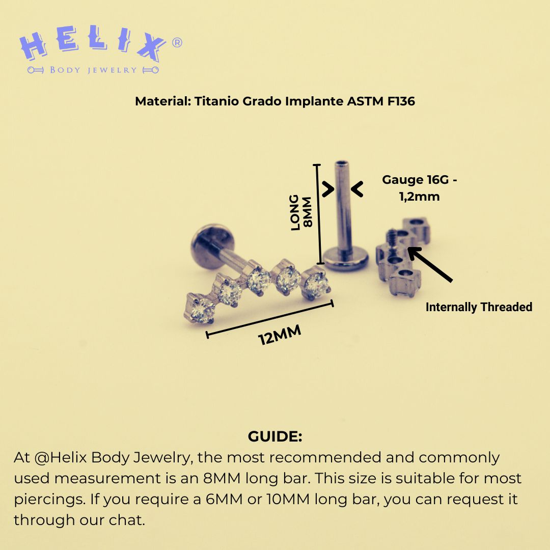 Labret Penta con Zirconias en Titanio