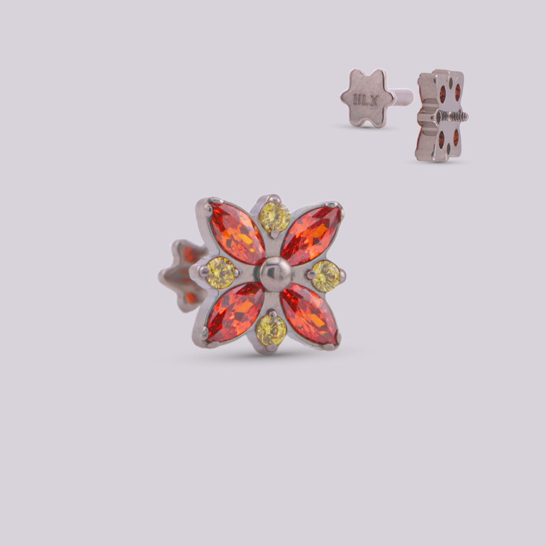 Labret Primavera en Titanio con Flores