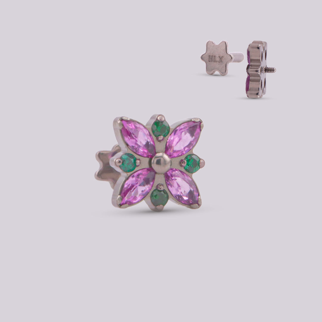 Labret Primavera en Titanio con Flores