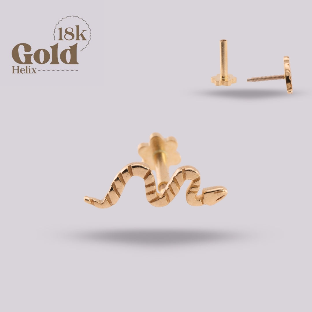 Labret Serpiente en Oro Sólido 18K
