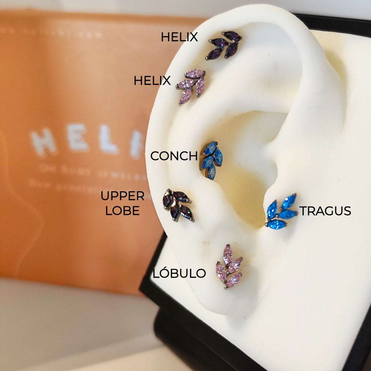 Labret Jane Rama con Hojas en Titanio